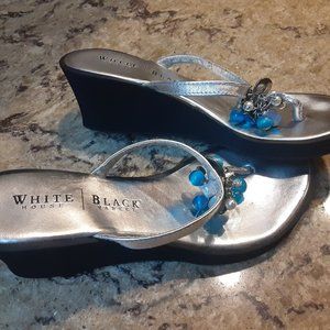 White House Black Market Jeweled Wedge Sandals Size 8